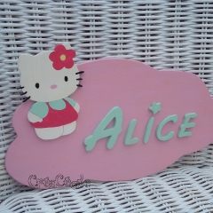 Plaque prénom "Hello Kitty"