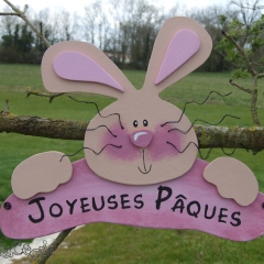 Pancarte lapin "Joyeuses Pâques"