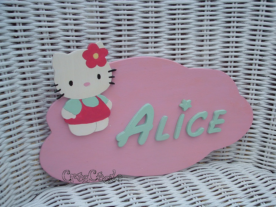 Plaque prénom "Hello Kitty"