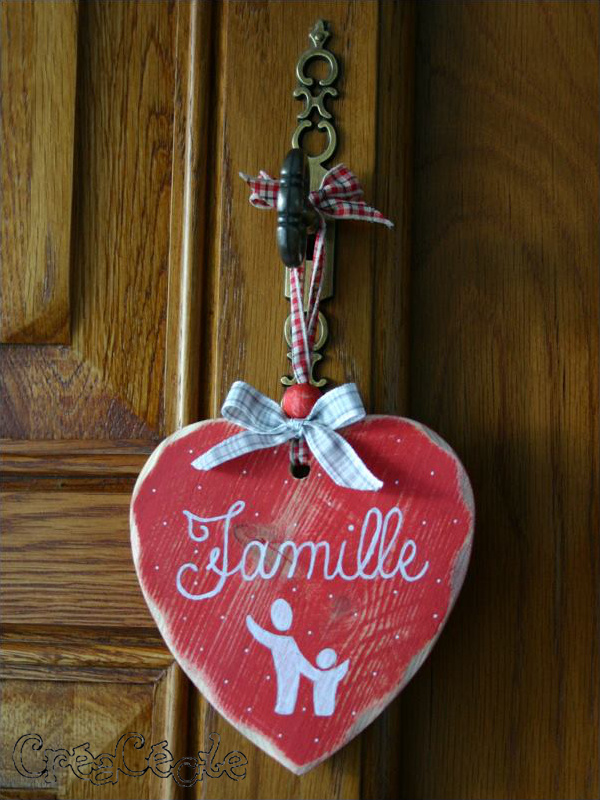 Coeur en bois "famille"