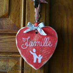 Coeur en bois "famille"