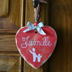Coeur en bois "famille"