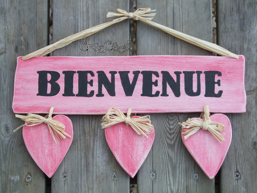 Pancarte coeurs "Bienvenue"
