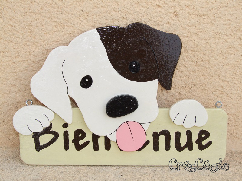 Pancarte chien "Bienvenue"