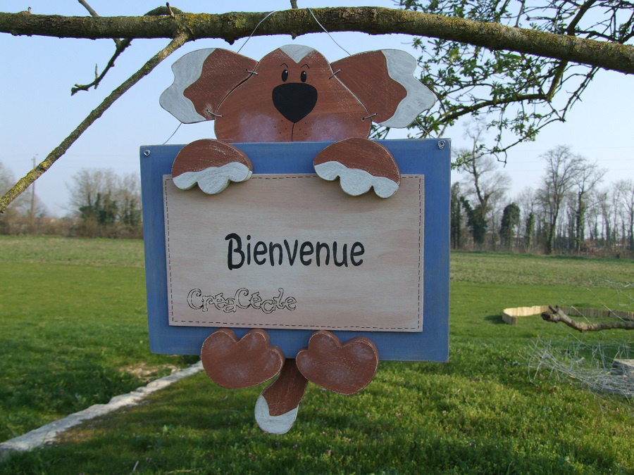 Pancarte chien cadre "Bienvenue"
