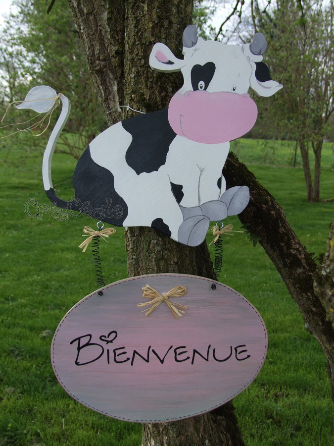 Pancarte "Bienvenue" vache Lolie Pop