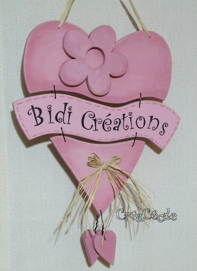 Pancarte Coeur "Bidi Créations"