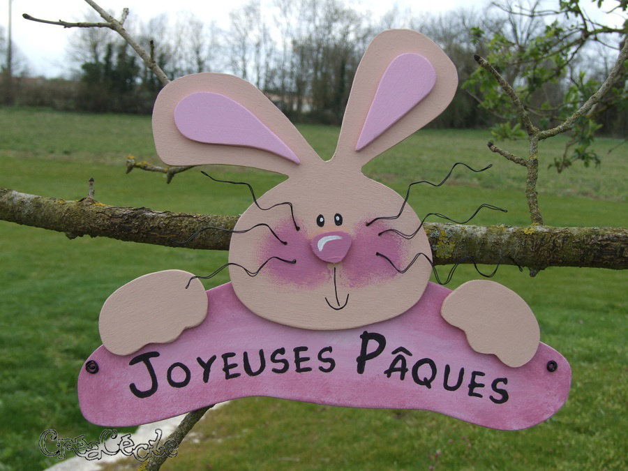 Pancarte lapin "Joyeuses Pâques"