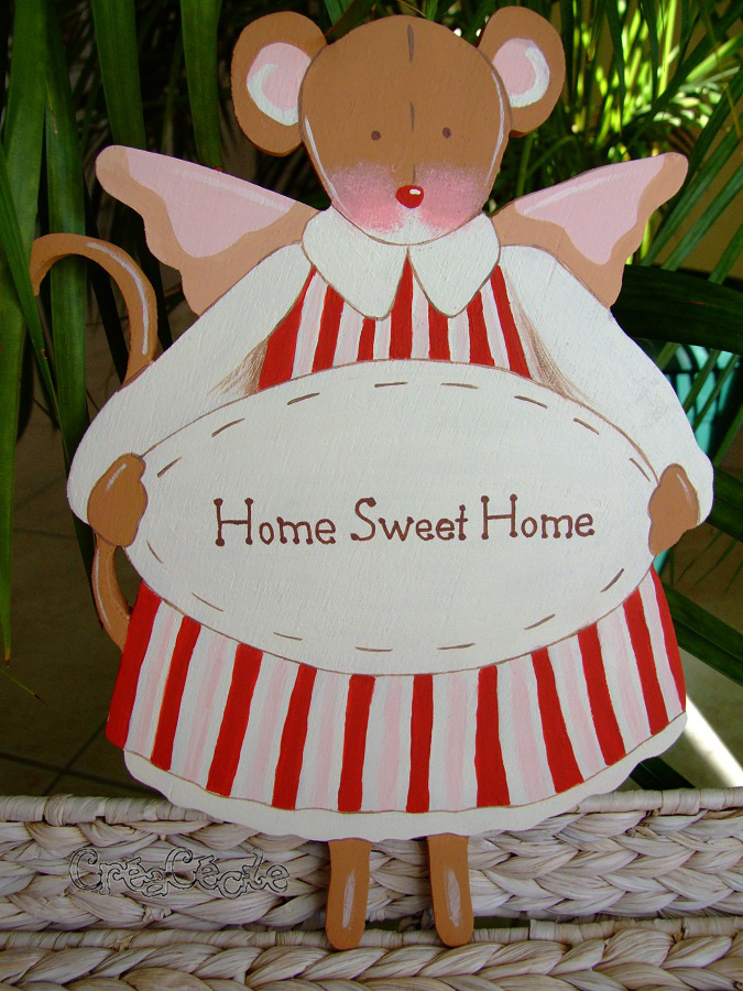 Pancarte Souris Tilda "Home Sweet Home"