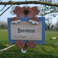 Pancarte chien cadre "Bienvenue"