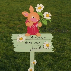 Panneau lapin "Bienvenue dans mon jardin"